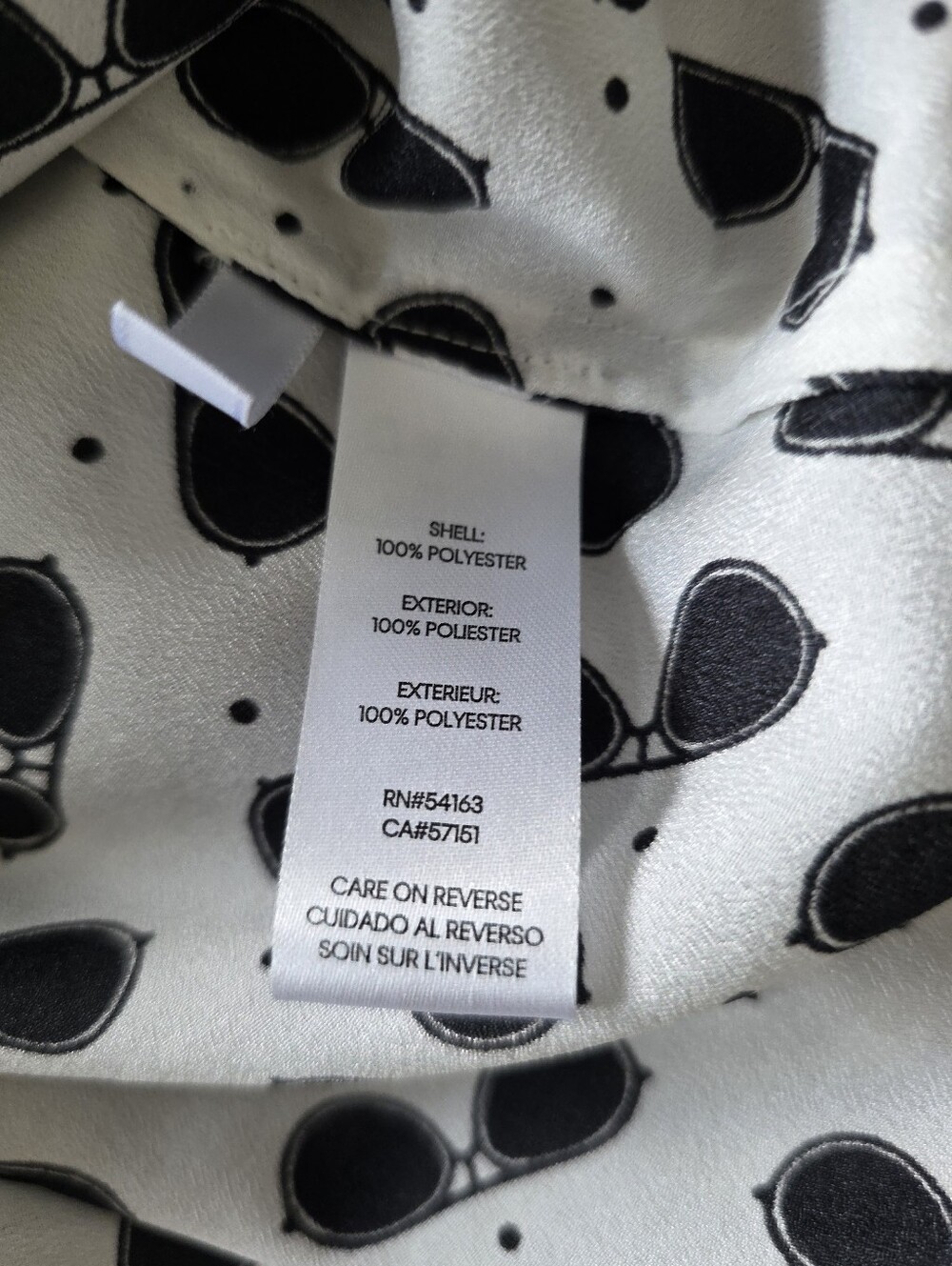 Karl Lagerfeld White Button-Up Shirt with Classic Black And White Sunglass Print - Picture 2 of 4